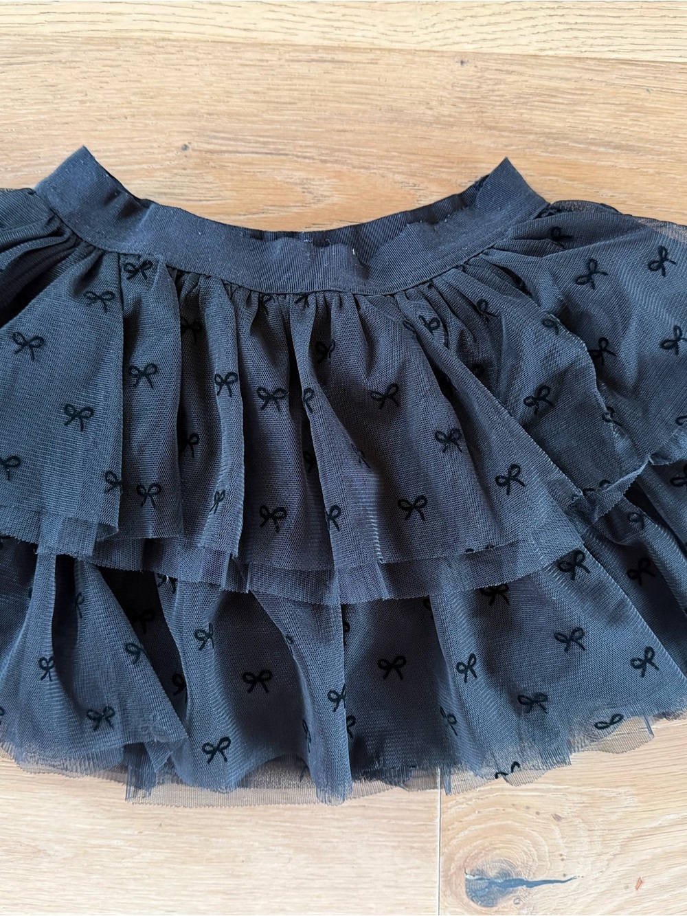 GAP Black Tiered Bow-Print Tulle Skirt
